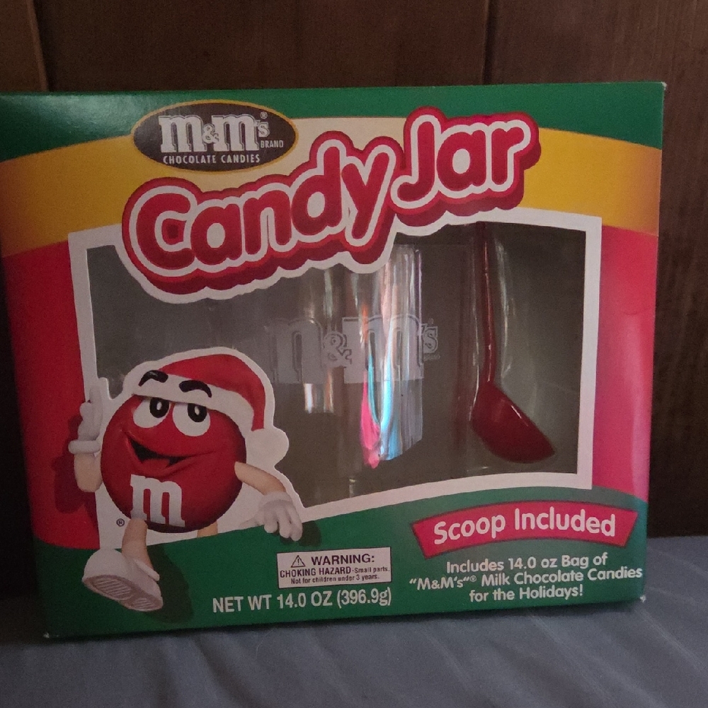 M&M'S Festive Candy Jar with Scoop - Red and Green